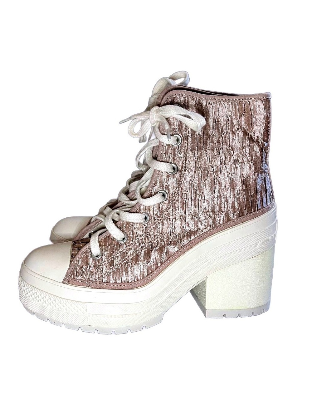Converse Chuck 70 De Luxe Heel Satin Hi Platform Rose Gold Women’s 8